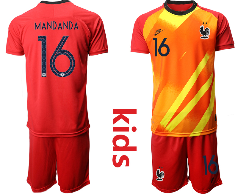 Cheap 2021 European Cup France red goalkeeper Youth 16 soccer jerseys
